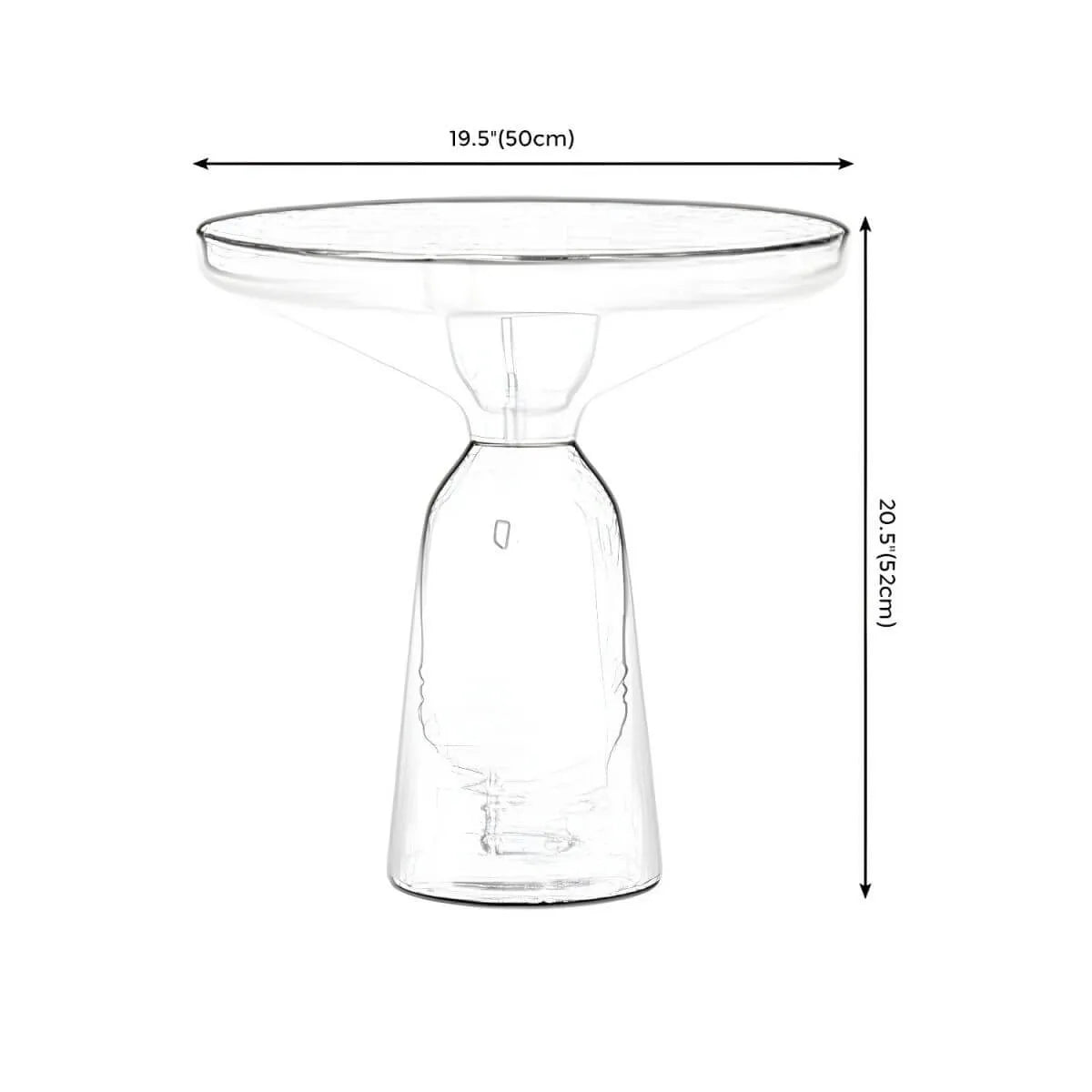 Modern Round Glass Coffee Table with Sculptural Pedestal Base Dimensions