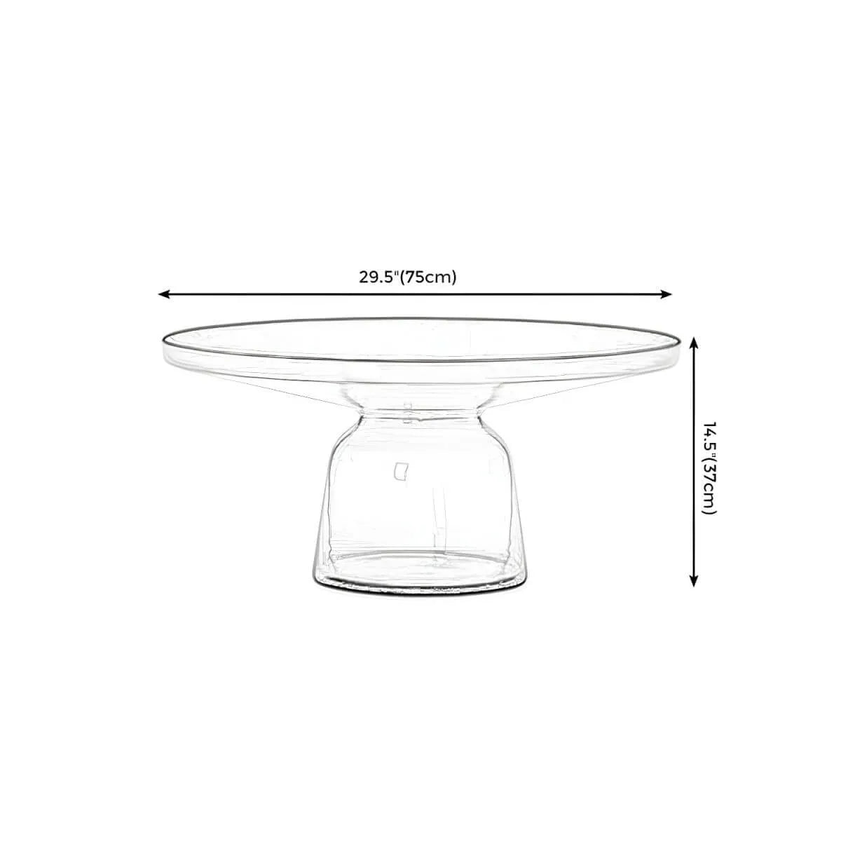 Modern Round Glass Coffee Table with Sculptural Pedestal Base Dimensions