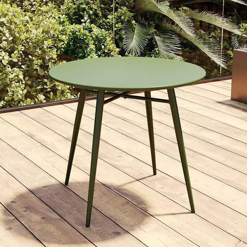 Modern Round Metal Dining Table – Non-Extendable Outdoor Patio Table