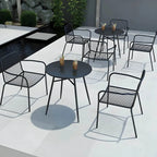 Modern Round Metal Dining Table – Non-Extendable Outdoor Patio Table