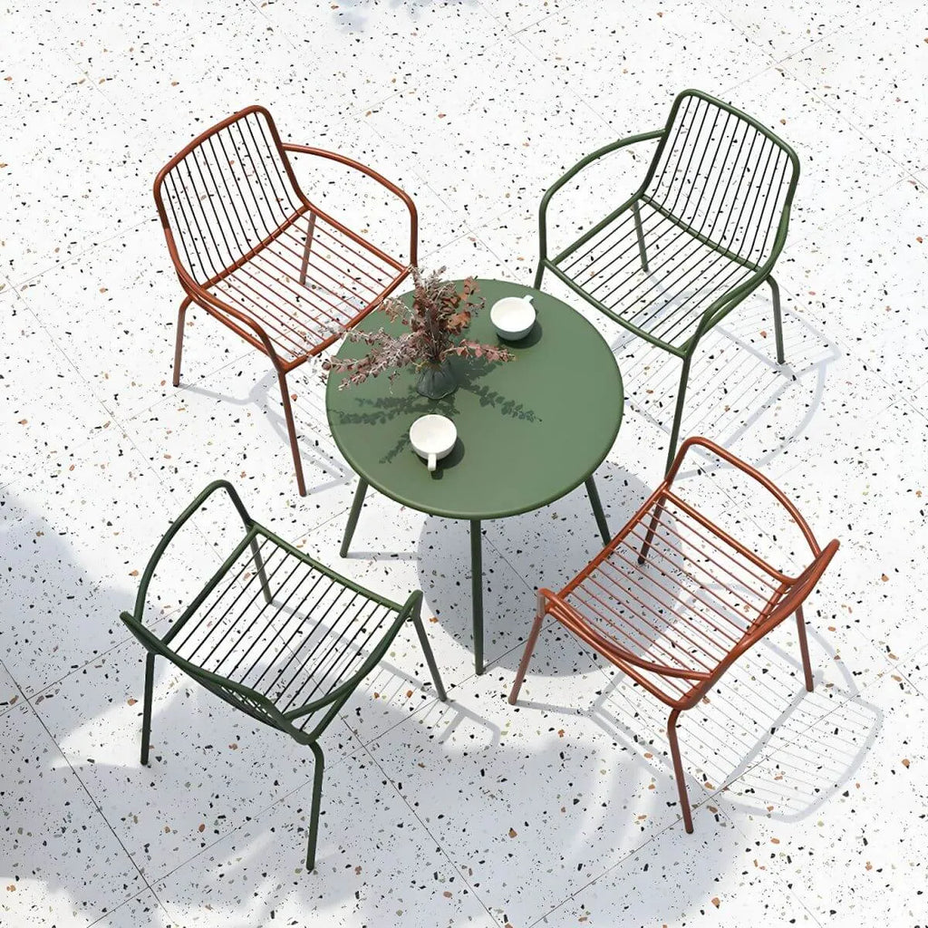Modern Round Metal Dining Table – Non-Extendable Outdoor Patio Table