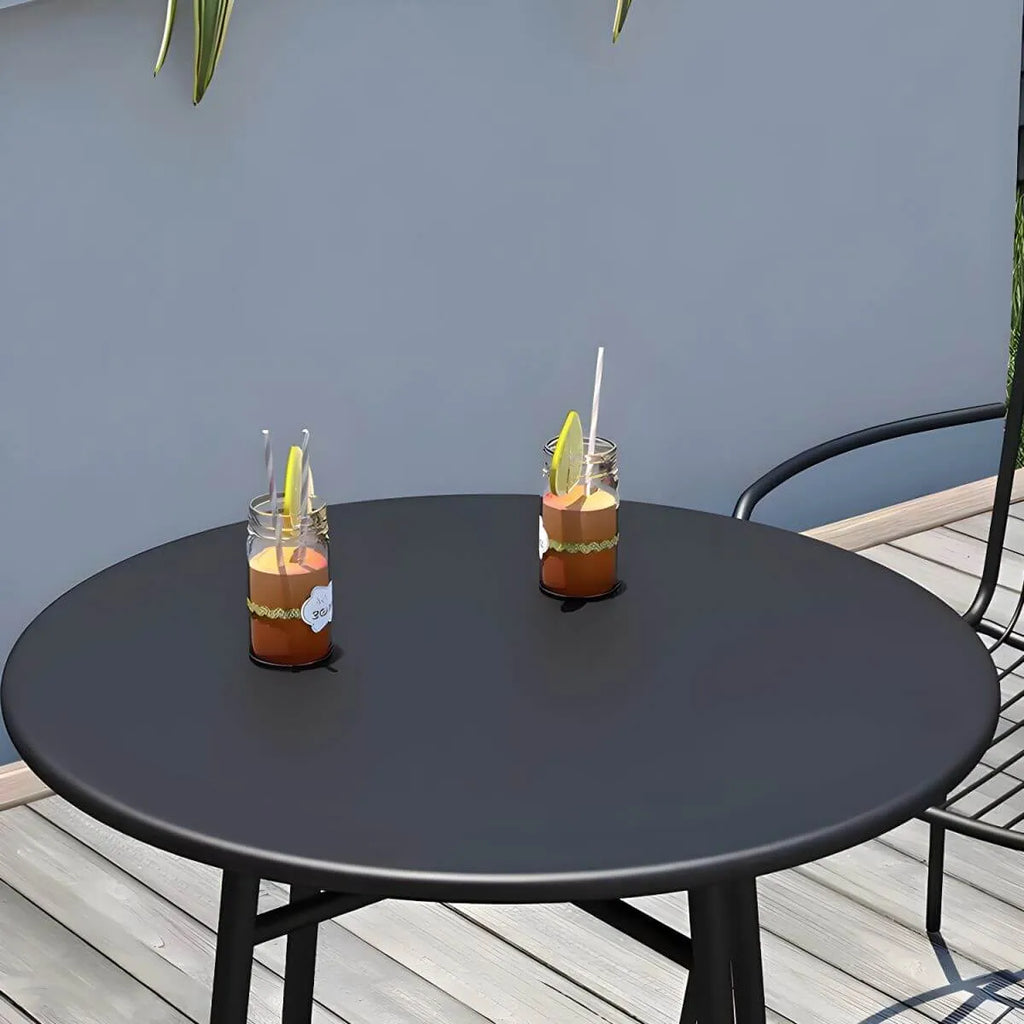 Modern Round Metal Dining Table – Non-Extendable Outdoor Patio Table