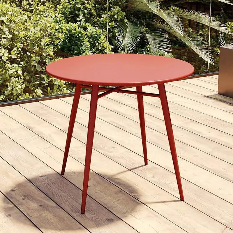 Modern Round Metal Dining Table – Non-Extendable Outdoor Patio Table