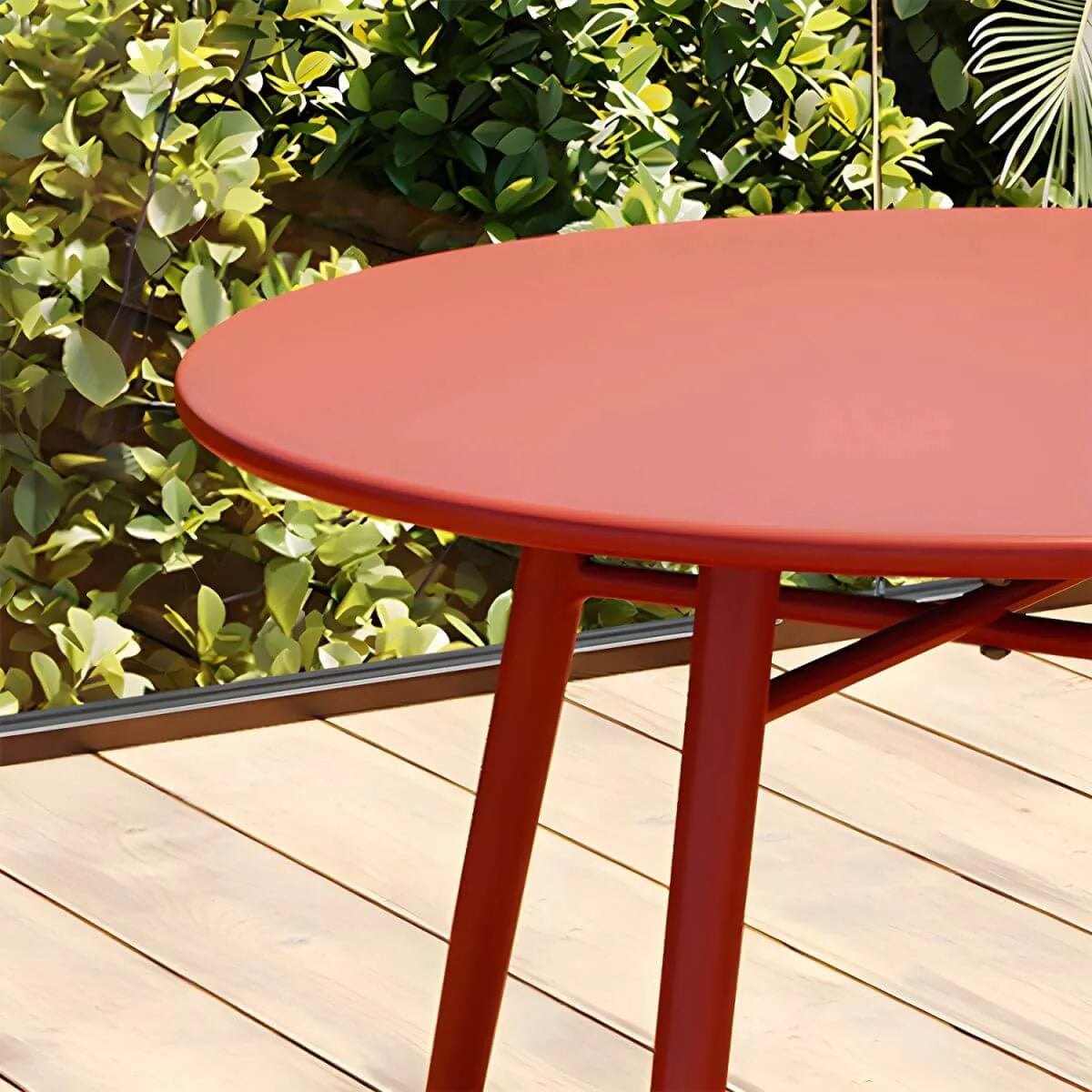 Modern Round Metal Dining Table – Non-Extendable Outdoor Patio Table