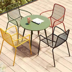 Modern Round Metal Dining Table – Non-Extendable Outdoor Patio Table Main Product Image