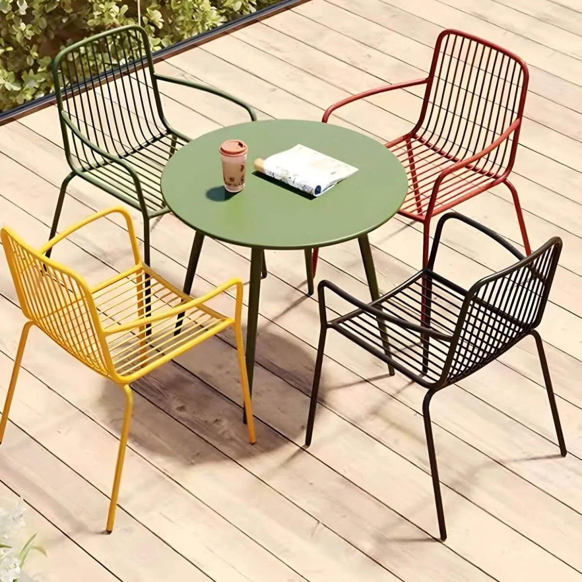 Modern Round Metal Dining Table – Non-Extendable Outdoor Patio Table Main Product Image