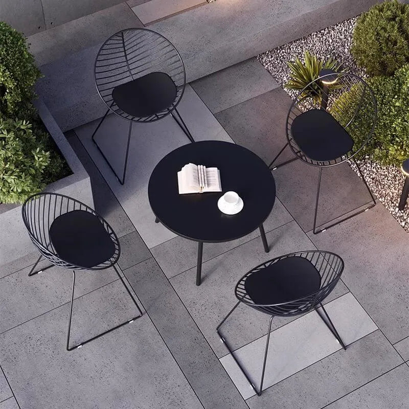 Modern Round Metal Outdoor Coffee Table – Waterproof & Rust-Resistant
