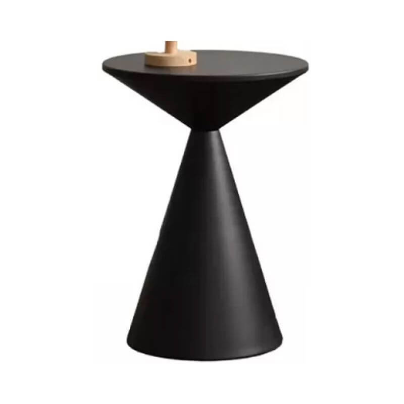 Modern Round Metal Pedestal Side Table Set - Black/White
