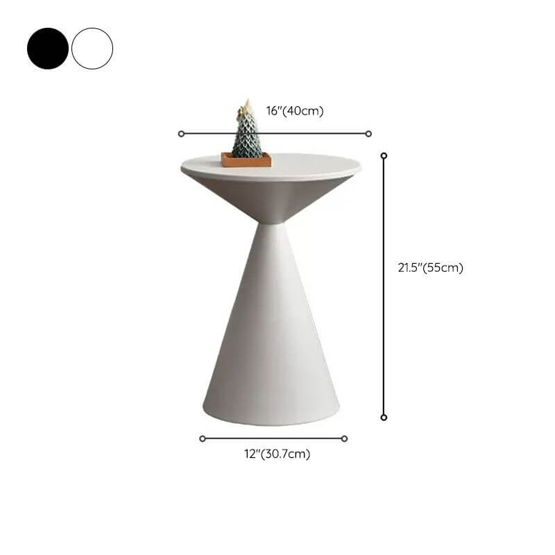 Modern Round Metal Pedestal Side Table Set - Black/White