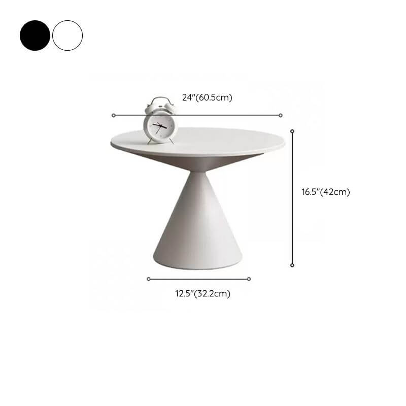 Modern Round Metal Pedestal Side Table Set - Black/White