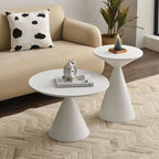 Modern Round Metal Pedestal Side Table Set - Black/White