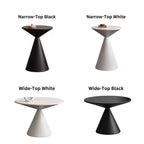 Modern Round Metal Pedestal Side Table Set - Black/White