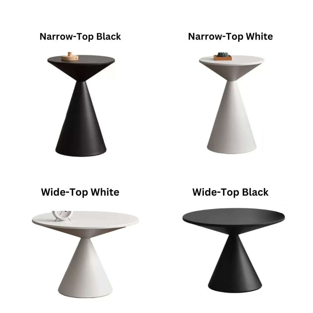Modern Round Metal Pedestal Side Table Set - Black/White