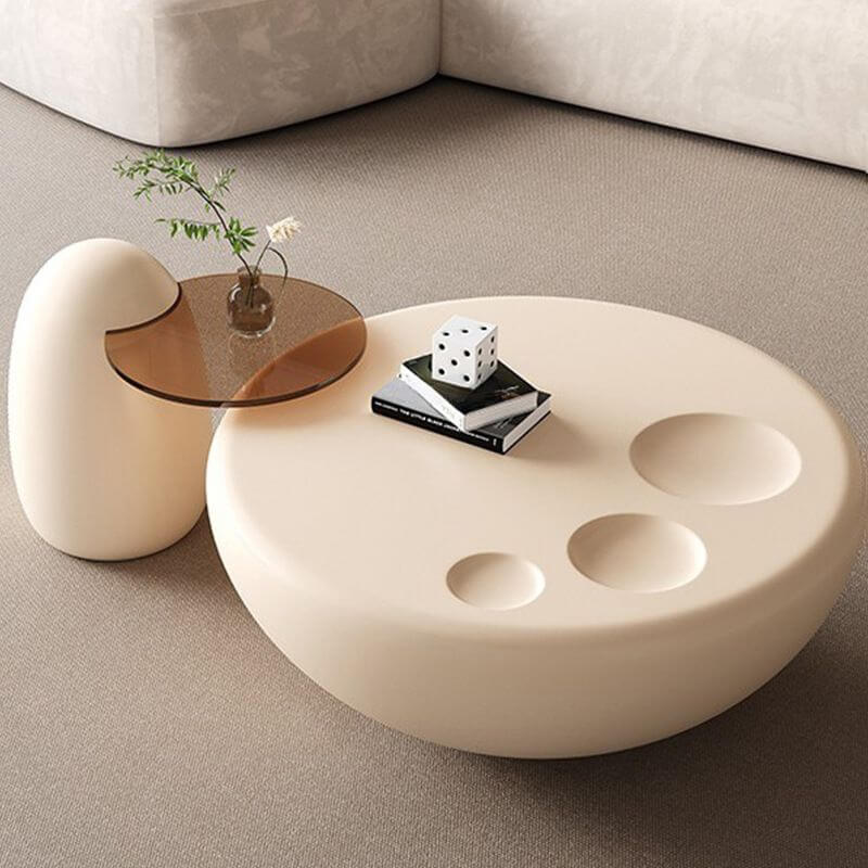 Modern Round Nesting Coffee Tables with Bowl Base in Fiberglass Main Product Image Main image