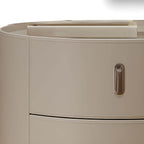 Modern Round Nightstand with Stone Top and Three Drawers