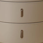 Modern Round Nightstand with Stone Top and Three Drawers