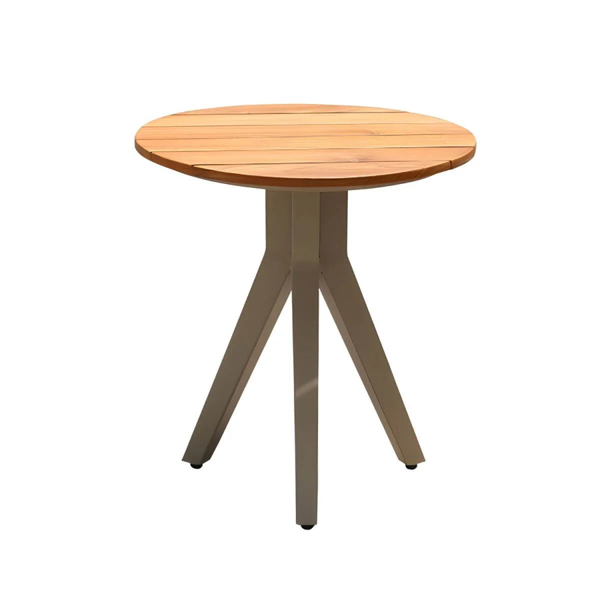 Modern Round Outdoor Coffee Table with Aluminum Frame and Wood Top