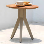 Modern Round Outdoor Coffee Table with Aluminum Frame and Wood Top