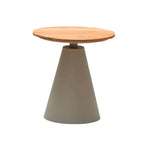 Modern Round Outdoor Coffee Table with Aluminum Frame and Wood Top