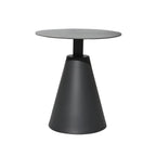 Modern Round Outdoor Coffee Table with Aluminum Frame and Wood Top