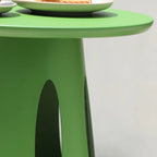 Modern Round Outdoor Coffee Table with Aluminum Frame and Wood Top