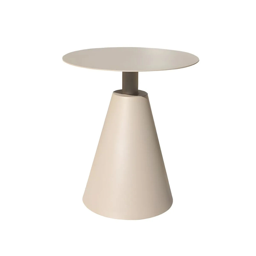 Modern Round Outdoor Coffee Table with Aluminum Frame and Wood Top