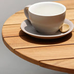 Modern Round Outdoor Coffee Table with Aluminum Frame and Wood Top