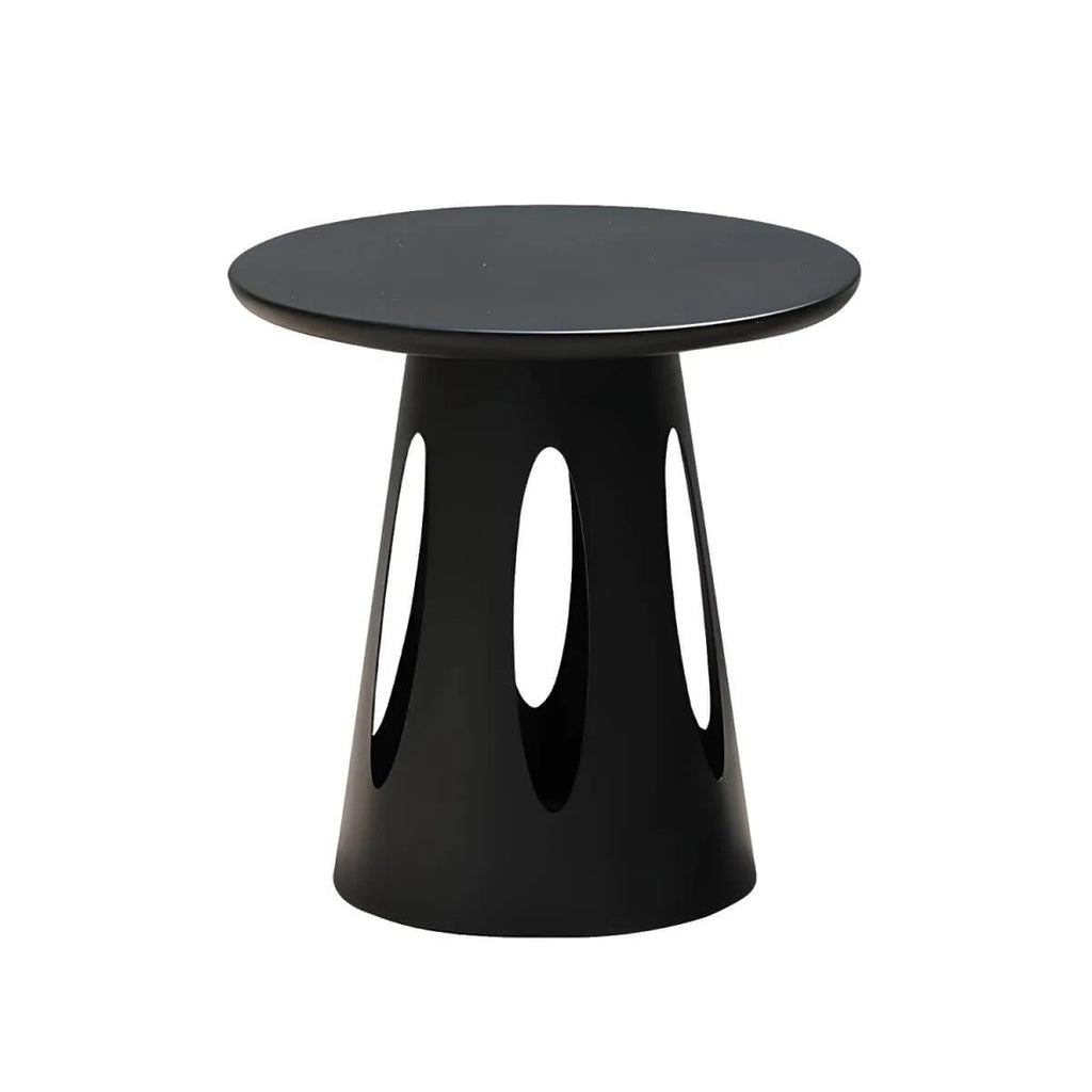 Modern Round Outdoor Coffee Table with Aluminum Frame and Wood Top
