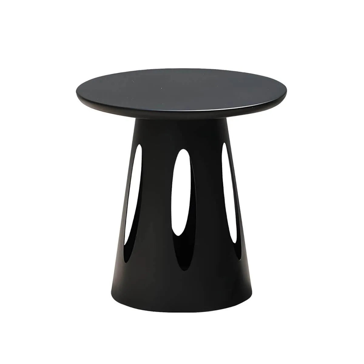 Modern Round Outdoor Coffee Table with Aluminum Frame and Wood Top