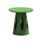 Modern Round Outdoor Coffee Table with Aluminum Frame and Wood Top
