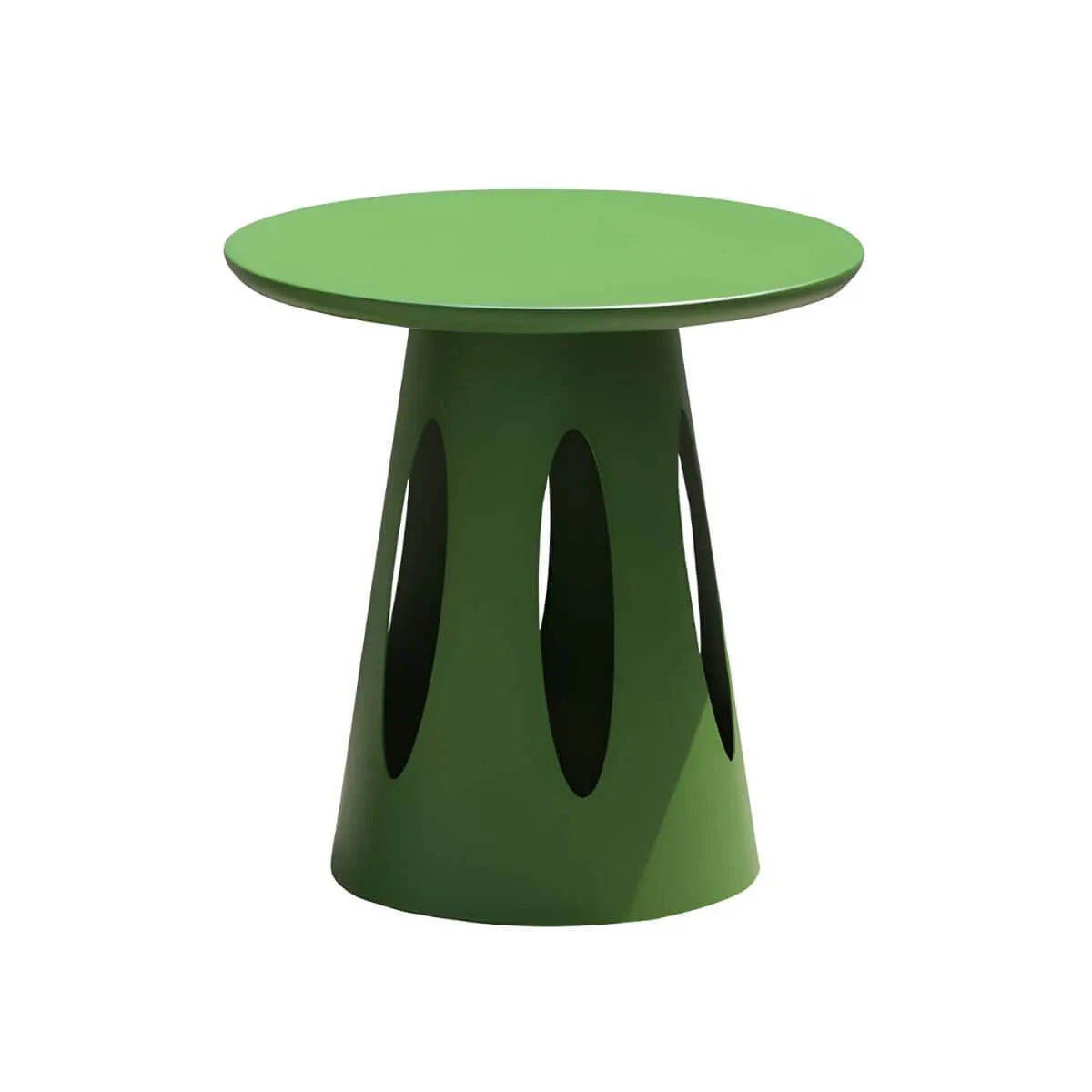 Modern Round Outdoor Coffee Table with Aluminum Frame and Wood Top