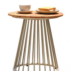 Modern Round Outdoor Coffee Table with Aluminum Frame and Wood Top