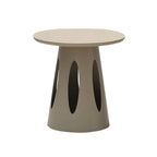 Modern Round Outdoor Coffee Table with Aluminum Frame and Wood Top