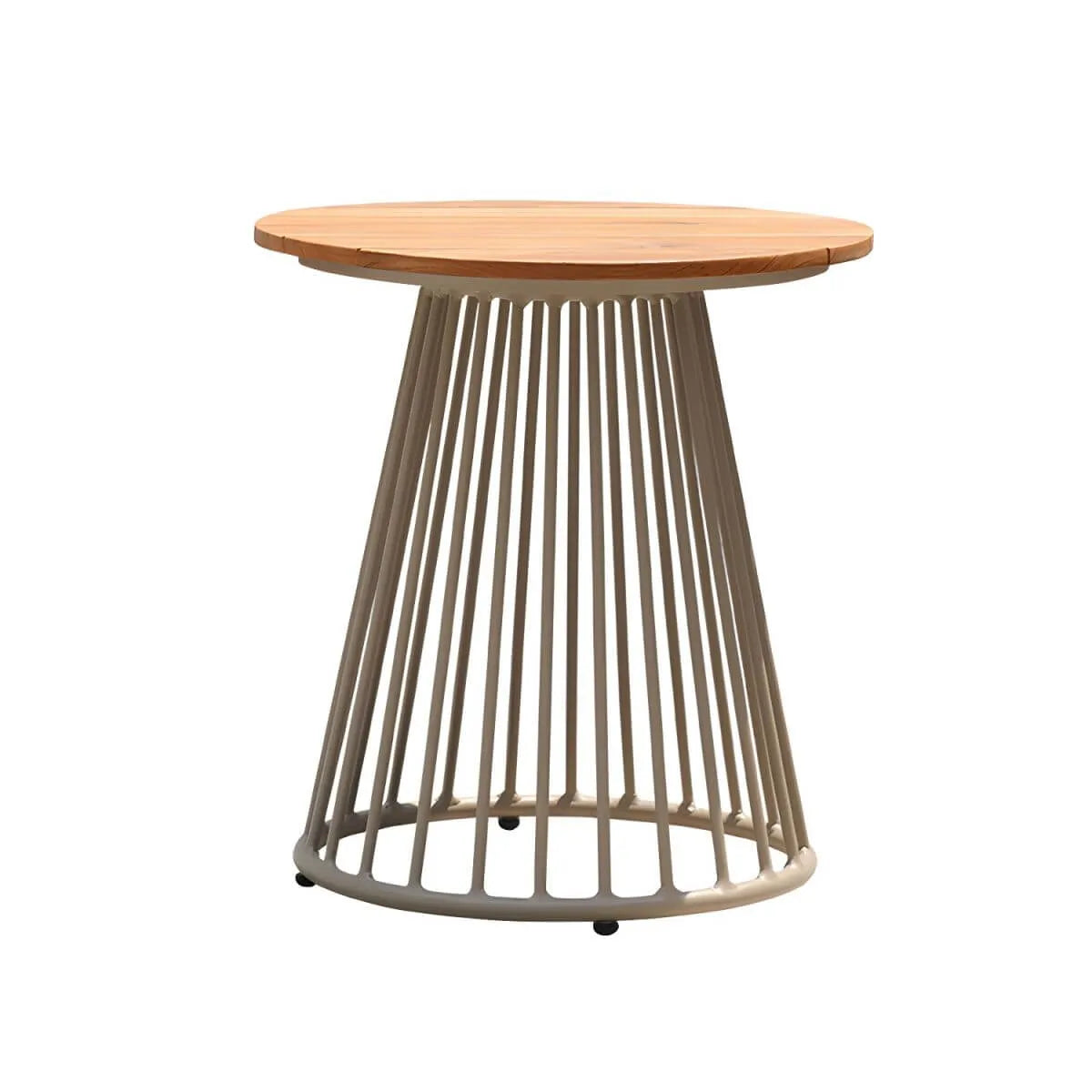 Modern Round Outdoor Coffee Table with Aluminum Frame and Wood Top