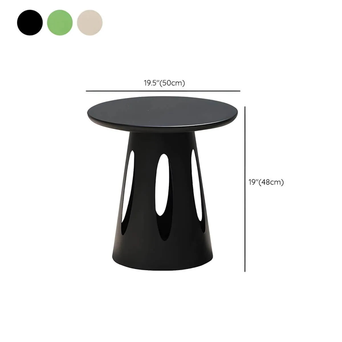 Modern Round Outdoor Coffee Table with Aluminum Frame and Wood Top Dimensions