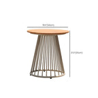 Modern Round Outdoor Coffee Table with Aluminum Frame and Wood Top Dimensions