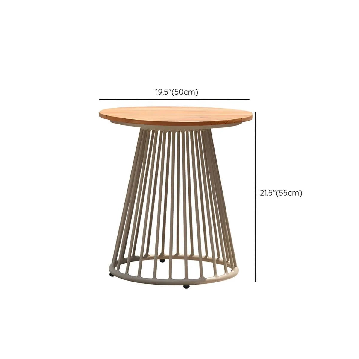 Modern Round Outdoor Coffee Table with Aluminum Frame and Wood Top Dimensions