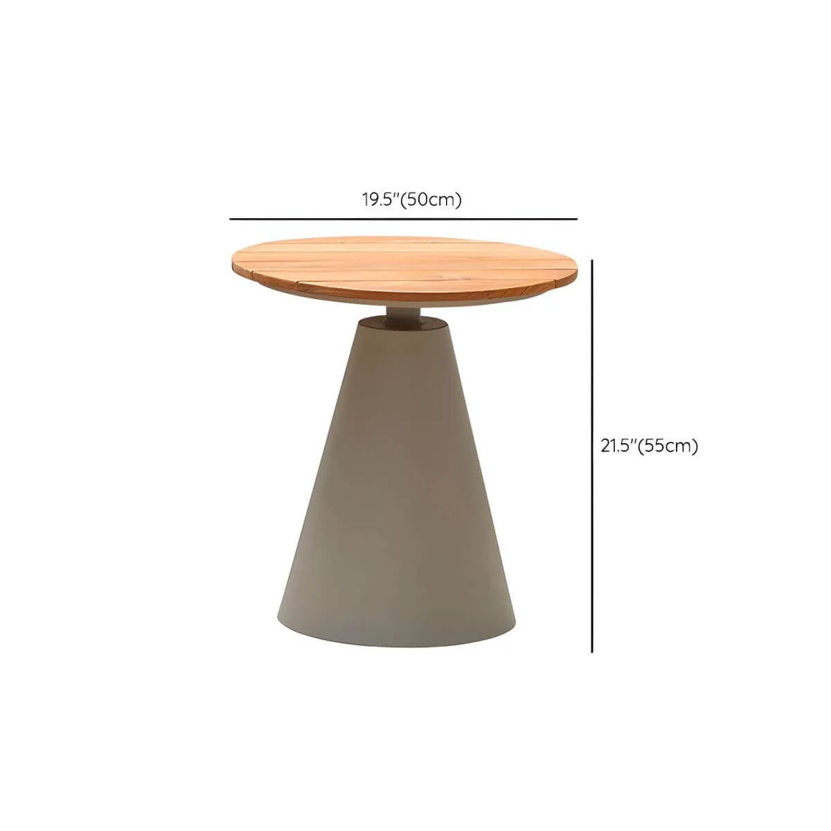 Modern Round Outdoor Coffee Table with Aluminum Frame and Wood Top Dimensions