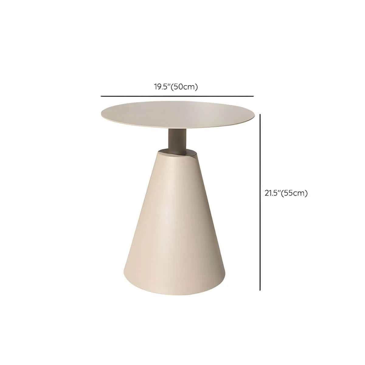 Modern Round Outdoor Coffee Table with Aluminum Frame and Wood Top Dimensions