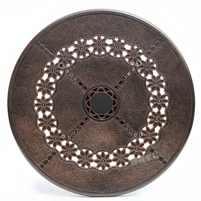 Modern Round Outdoor Coffee Table with Cast Aluminum Chairs
