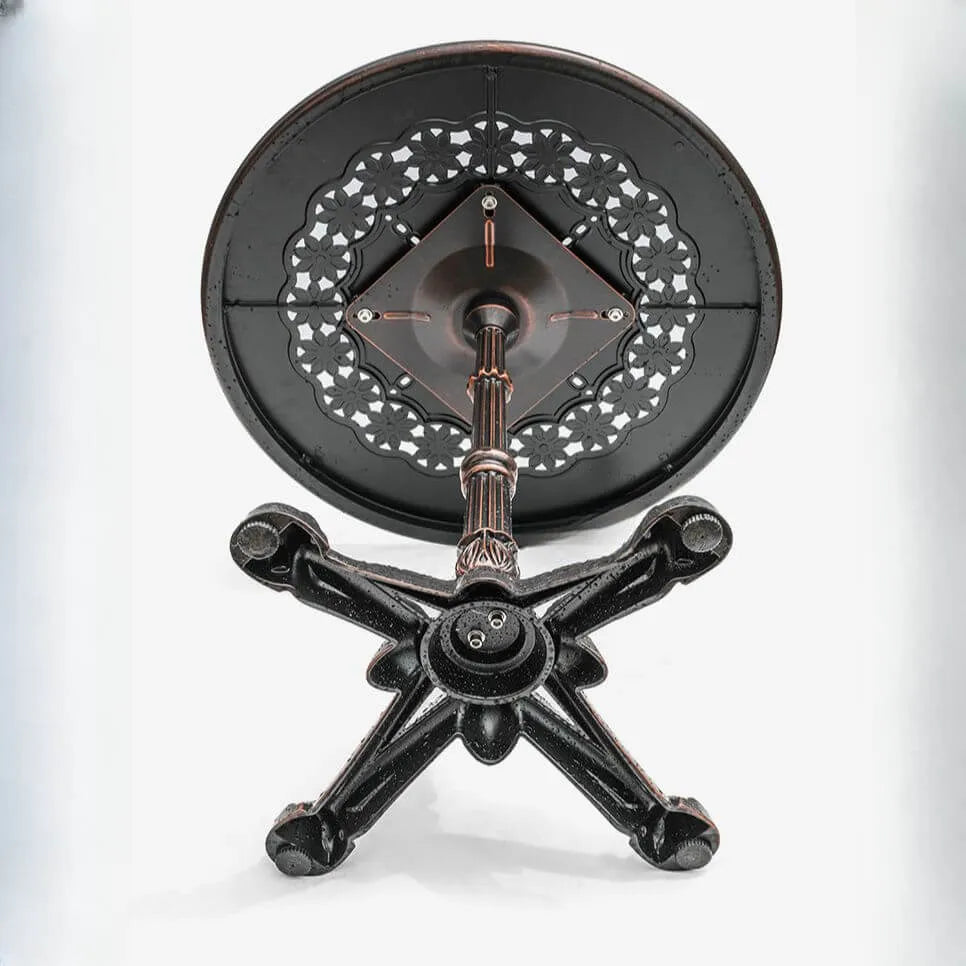 Modern Round Outdoor Coffee Table with Cast Aluminum Chairs