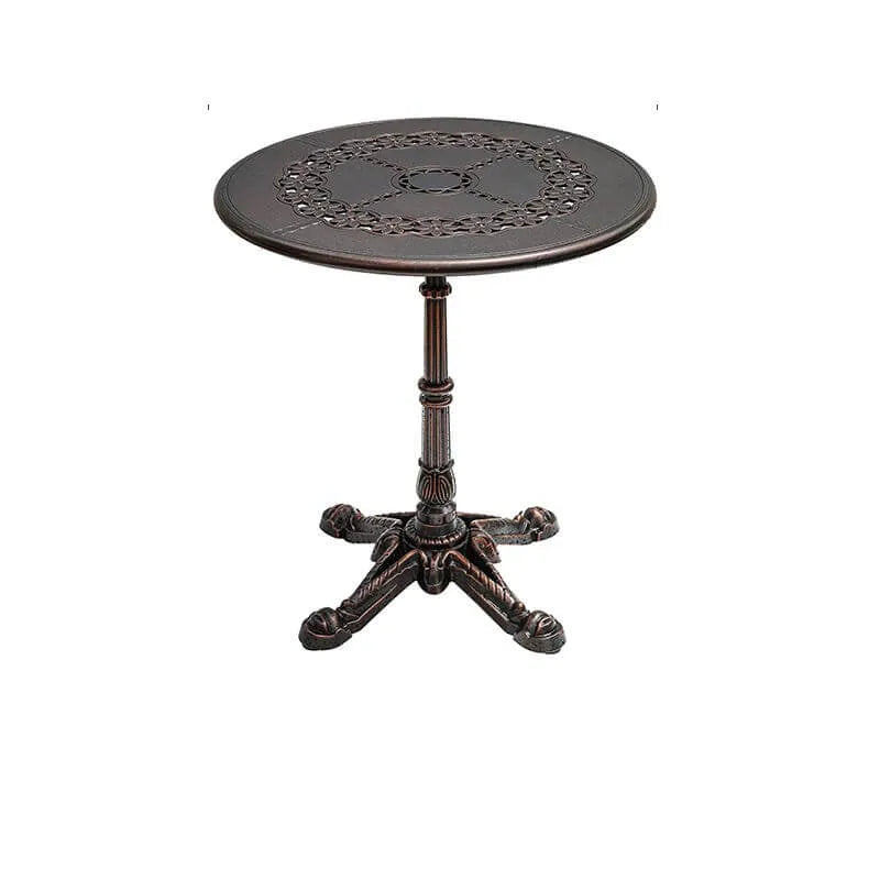 Modern Round Outdoor Coffee Table with Cast Aluminum Chairs