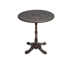 Modern Round Outdoor Coffee Table with Cast Aluminum Chairs