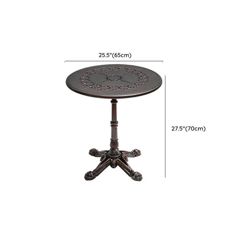 Modern Round Outdoor Coffee Table with Cast Aluminum Chairs Dimensions