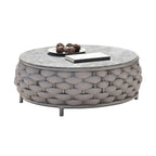 Modern Round Stone Top Coffee Table with Metal Frame