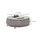 Modern Round Stone Top Coffee Table with Metal Frame Dimensions