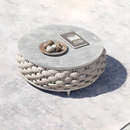 Modern Round Stone Top Coffee Table with Metal Frame Main Product Image