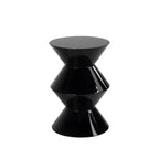 Modern Round Tile Top Pedestal Side Table with Sculptural Stone Base