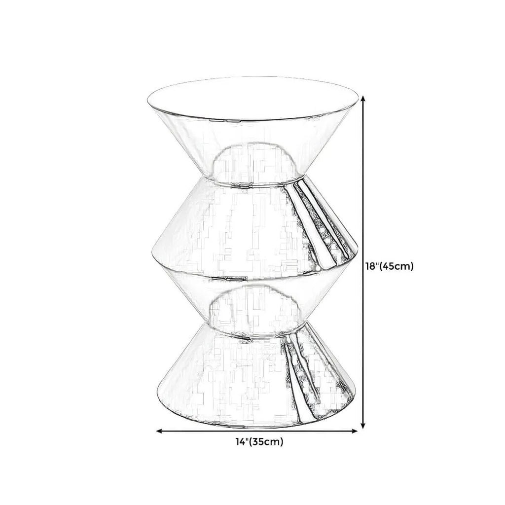Modern Round Tile Top Pedestal Side Table with Sculptural Stone Base Dimensions