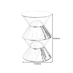 Modern Round Tile Top Pedestal Side Table with Sculptural Stone Base Dimensions